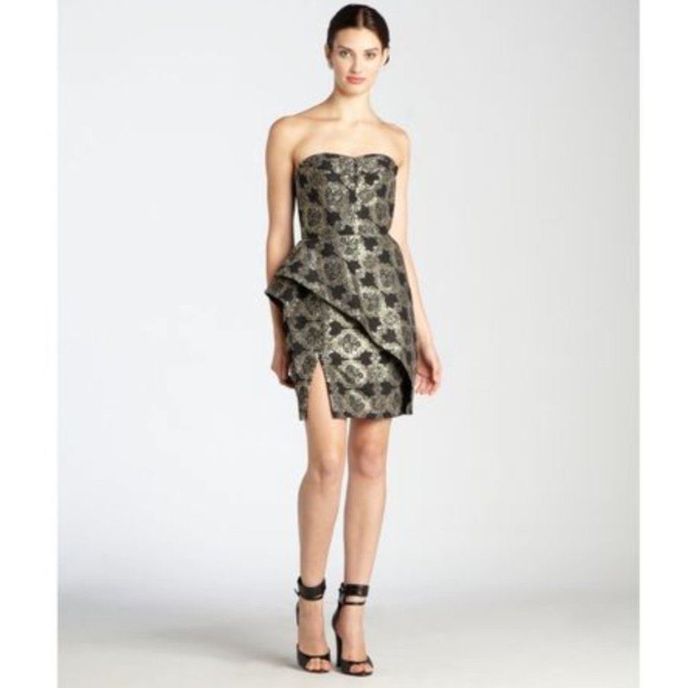 A.B.S. By Allen Schwartz Floral Jacquard bustled strapless dress